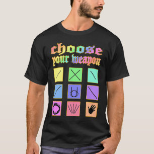 Camiseta Escolha sua arma tricotando crochê costurando lama