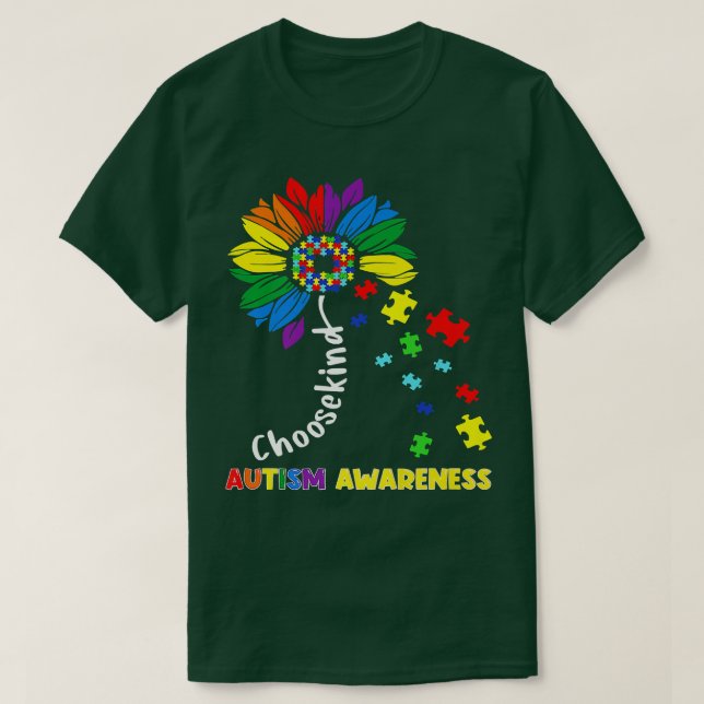 Camiseta Escolher a consciência do Autismo do Sol Mãe de gi (Frente do Design)