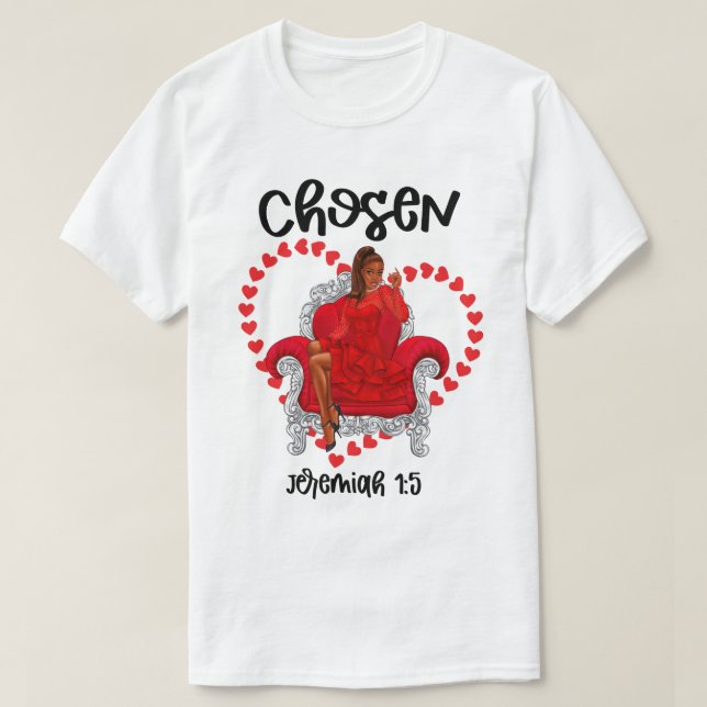 Camiseta Escolhido Jeremiah 1:5 Namorados Galentines Dia De (Frente do Design)