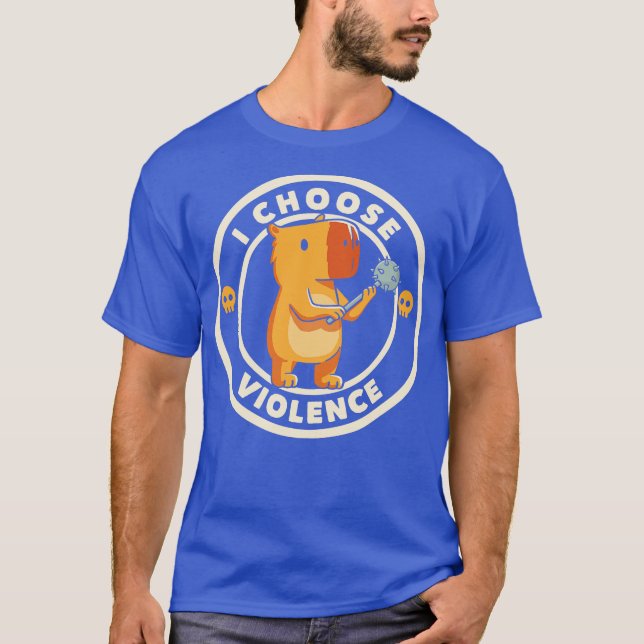 Camiseta Escolho Violência Capivara Engraçada por Tobe Fons (Frente)