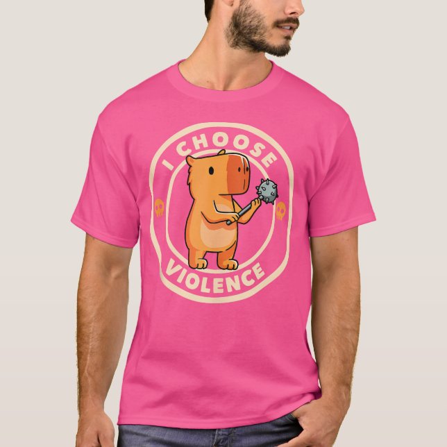 Camiseta Escolho Violência Engraçado Capybara (Frente)