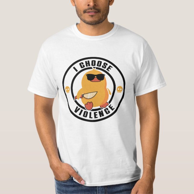 Camiseta Escolho Violência Engraçado Pato (Frente)