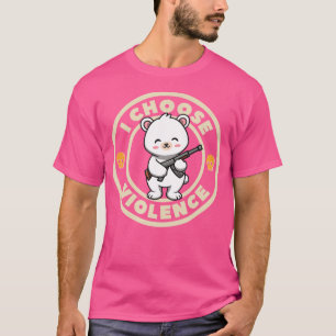 Camiseta Escolho Violência Engraçado Urso Bonito Com Arma