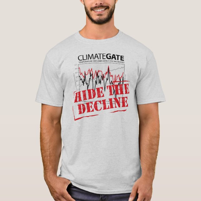 Camiseta Esconda a diminuição - Climategate (Frente)