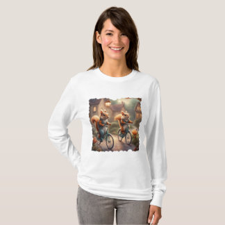 Camiseta Esconde-esconde Esquilos andam de bicicleta livro