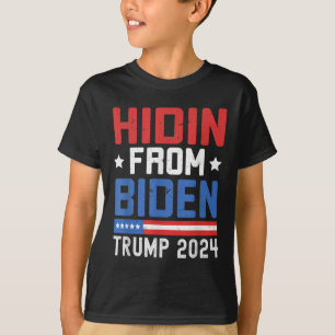Camiseta Escondido De Biden Kids Men Trump 2024 Engraçado A