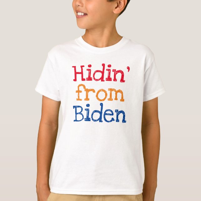 Camiseta Escondindo-se de Biden Funny Kids (Frente)