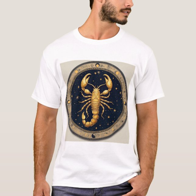 Camiseta Escorpião Dourado Dentro do Círculo Temático do Zo (Frente)