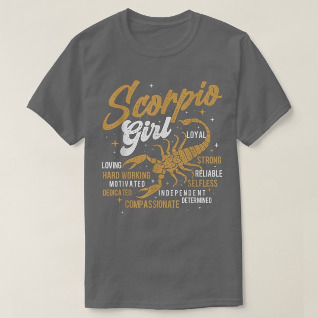 Camiseta Escorpião Girlhoroscópio Astrologia Zodiac Sinal B (Frente do Design)