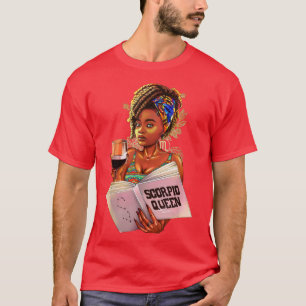 Camiseta Escorpião Rainha Afro Bloqueia Garota Zodíaca Sina