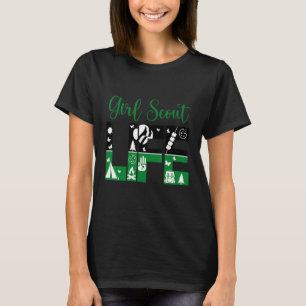 Camiseta Escoteiro Negro E Verde Para Garotas Cookie Campin