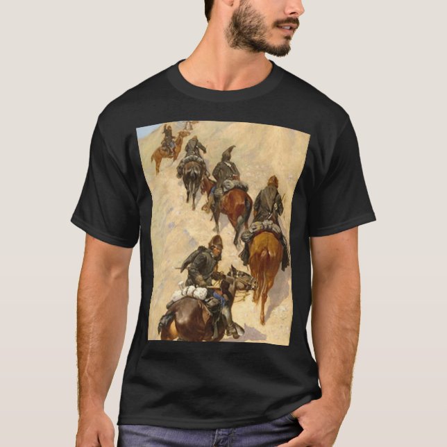 Camiseta Escoteiros Subindo Uma Montanha Frederic Remington (Frente)