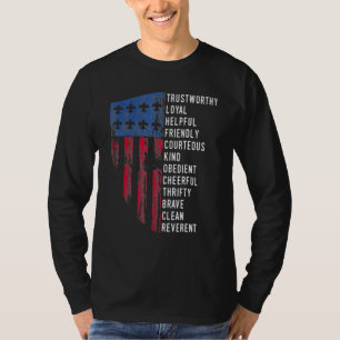 Camiseta Escotismo Antigo Bandeira dos EUA da América Lei d