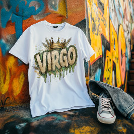 Camiseta Escova de Grafite do Virgo Zodiac Detalhada com Co