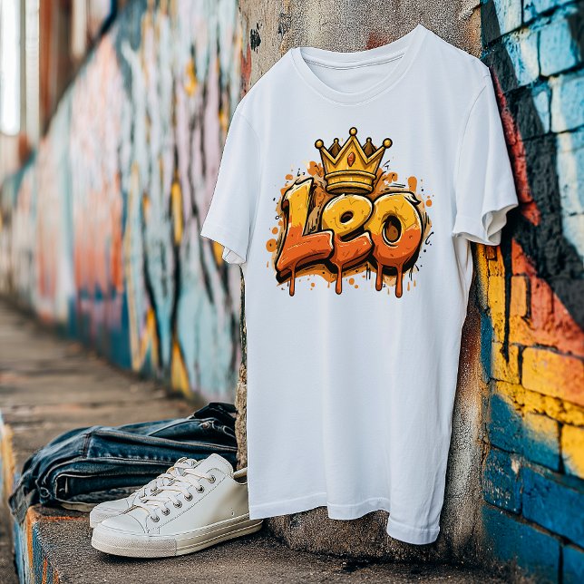 Camiseta Escova de Grafite Regal Leo Zodiac com Coroa (LEO ZODIAC DESIGN)