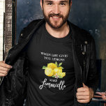 Camiseta Escova Limoncello Lemons Preto<br><div class="desc">Limões De Cores Aquáticas Modernos De Pincel Quando A Vida Lhe Dá Limões Fazem Camisa-T Preta De Limoncello</div>