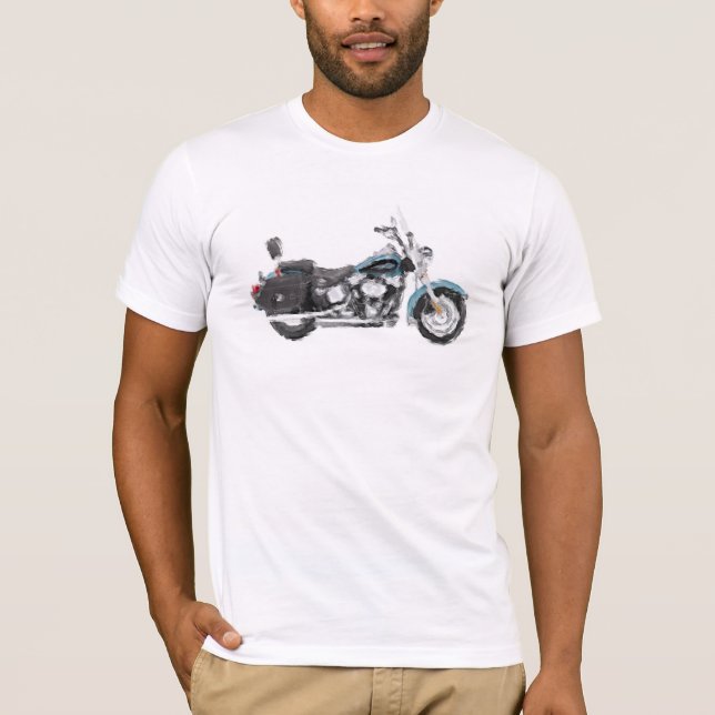 Camiseta Escova pintado mão de Softail da herança de Harley (Frente)