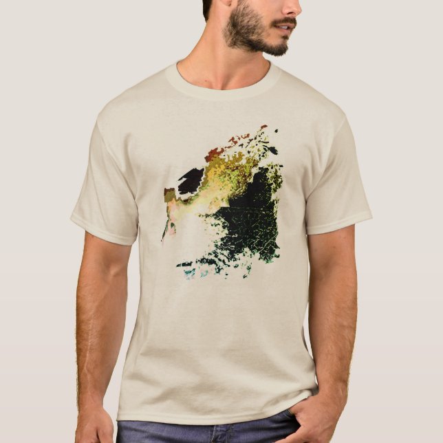 Camiseta Escovas De Ar Dourado De Oliva Pequenas Abstrato (Frente)