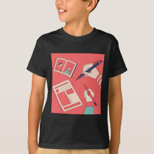 Camiseta Escrevendo Arte Digital Colorida Expressiva Ilustr