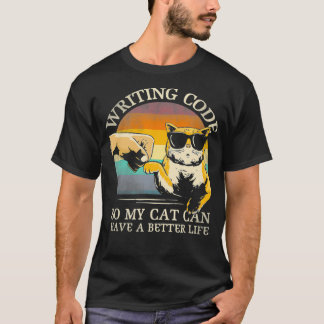 Camiseta Escrevendo Código Para Que Meu Gato Possa Ter Um P