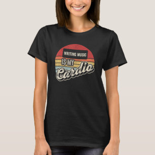 Camiseta Escrevendo Música É Meu Cardio Vintage Retro Escre