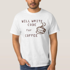 Camiseta Escreverá o código para o t-shirt do café