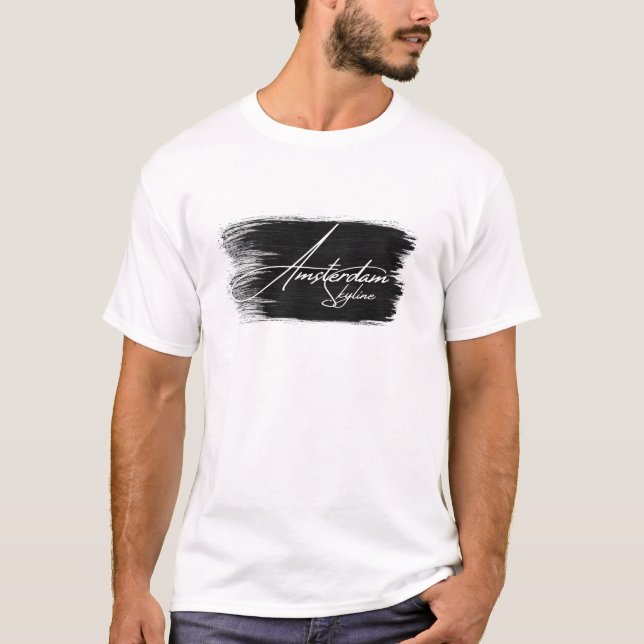 Camiseta Escrita da Silhueta de Amsterdã (Frente)