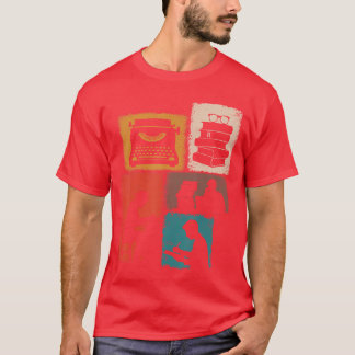 Camiseta Escritor Colagem Vintage Escrita Homens Autor Jorn