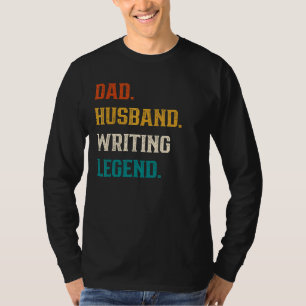 Camiseta Escritor de Escrevendo de legenda do marido Pai