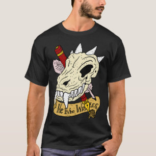 Camiseta Escritor Fantasy Dungeon Keeper Dragon Skull E Can