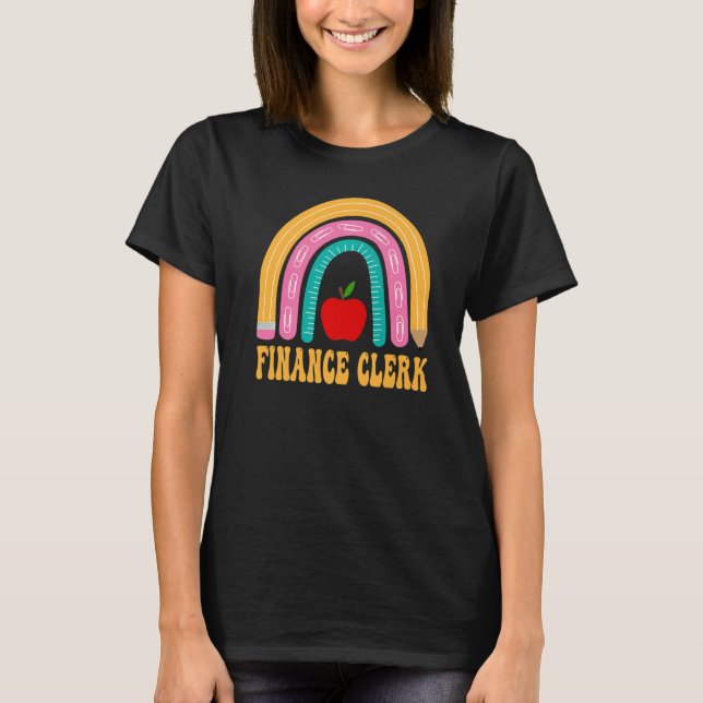 Camiseta Escritora De Finanças Rainbow Women Back To School (Frente)