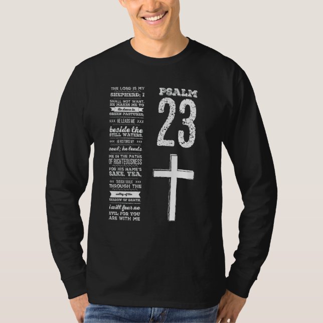 Camiseta Escritura Cristã Psalm 23 Jovens Pastor Fa (Frente)