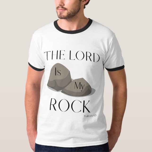 Camiseta Escritura De Bíblia Do Psalm 18:2 KJV Mens Ringer (Frente)