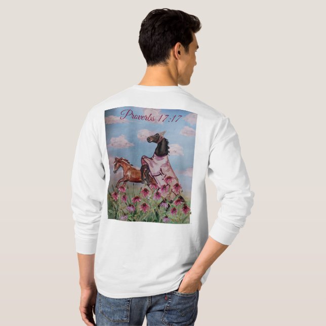 Camiseta escritura de cavalos do livro de histórias (Parte Traseira Completa)