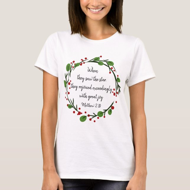 Camiseta Escritura Inspiradora de Natal Cristão (Frente)