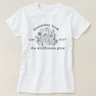 Camiseta Escritura Versa da Bíblia Cristã de Flores Selvage