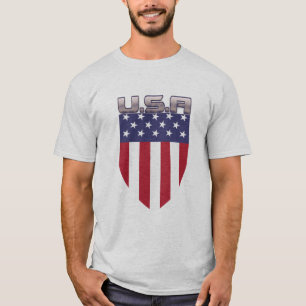 Camiseta Escudo da Bandeira Americana Patriótica dos EUA Le