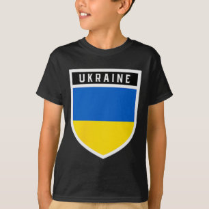 Camiseta Escudo da Bandeira da Ucrânia Estilo de Borda de B