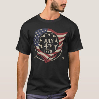 Camiseta Escudo da Bandeira de 4 de Julho de 1776 Vintage