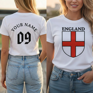 Camiseta Escudo da Inglaterra Crista Nome Personalizado Núm
