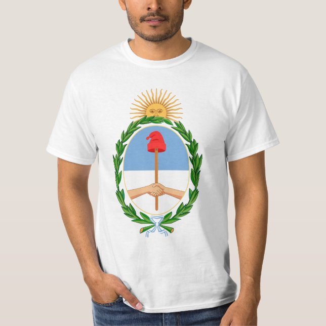 Camiseta Escudo de Argentina - brasão de Argentina (Frente)