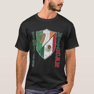 Camiseta Escudo de bandeira meio mexicana meio irlandesa Me