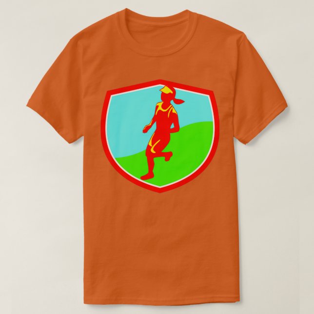 Camiseta Escudo do corredor da maratleta feminina (Frente do Design)