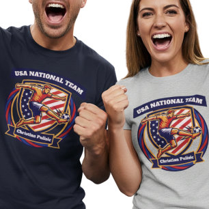 Camiseta Escudo Gráfico de Atleta Dinâmico de Futebol dos E