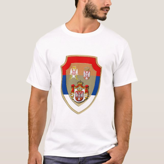 Camiseta Escudo medieval sérvio Brasão de armas da Sérvia S (Frente)