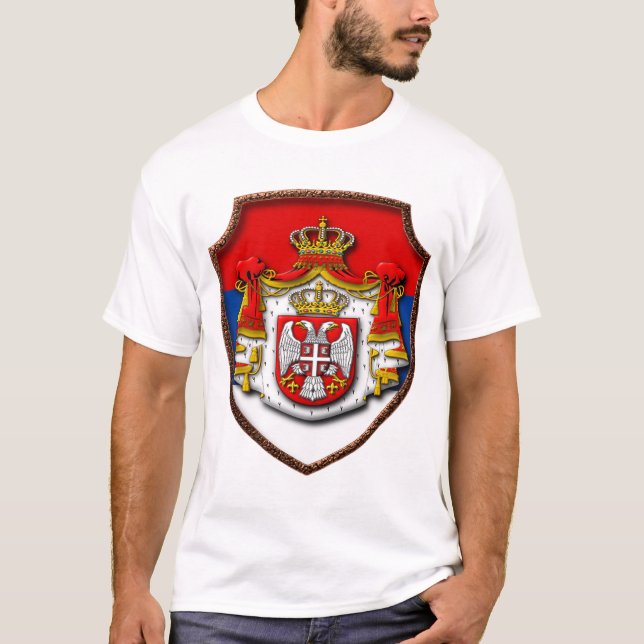 Camiseta Escudo medieval sérvio Sérvia casaco de armas srb  (Frente)