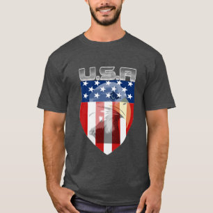 Camiseta Escudo Patriótico EUA Bandeira Americana e A Águia