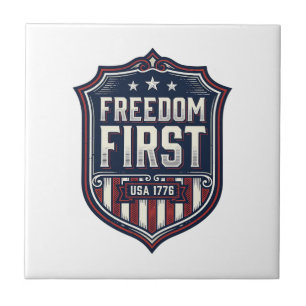 Camiseta Escudo Patriótico Freedom First USA 1776