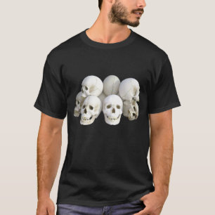 Camiseta Escura Básica Masculina/Crânios Realistas
