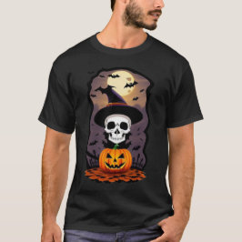 Camiseta escura-do-halloween orang-abóbora-do-hall